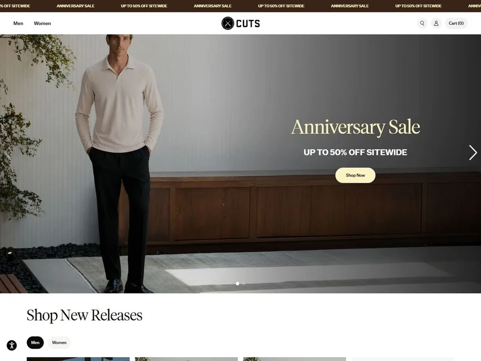 Cuts Clothing website