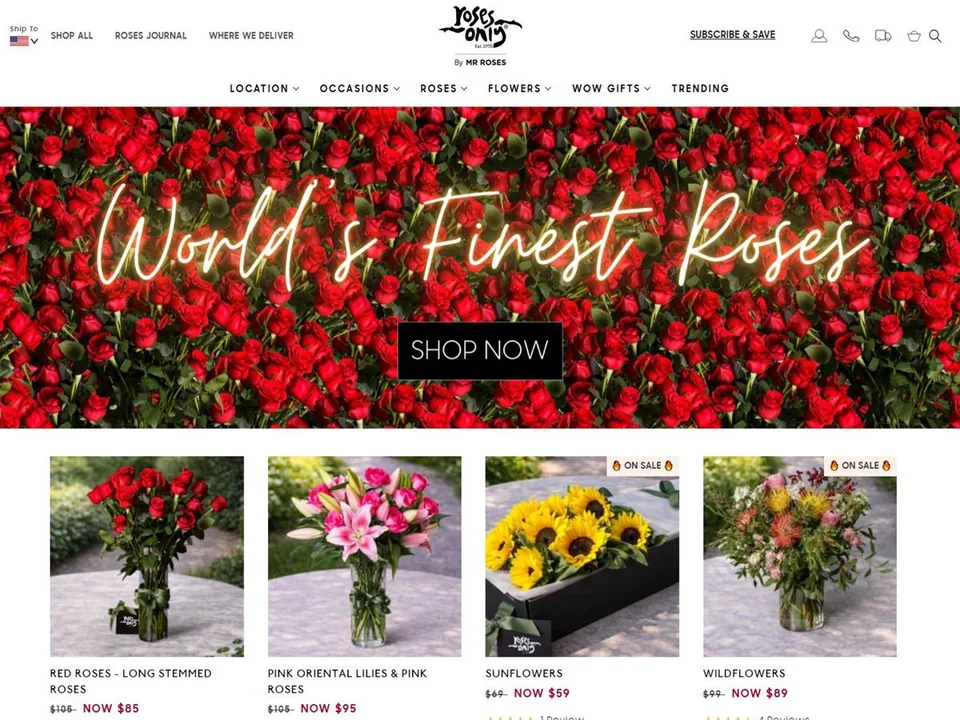 Roses Only website