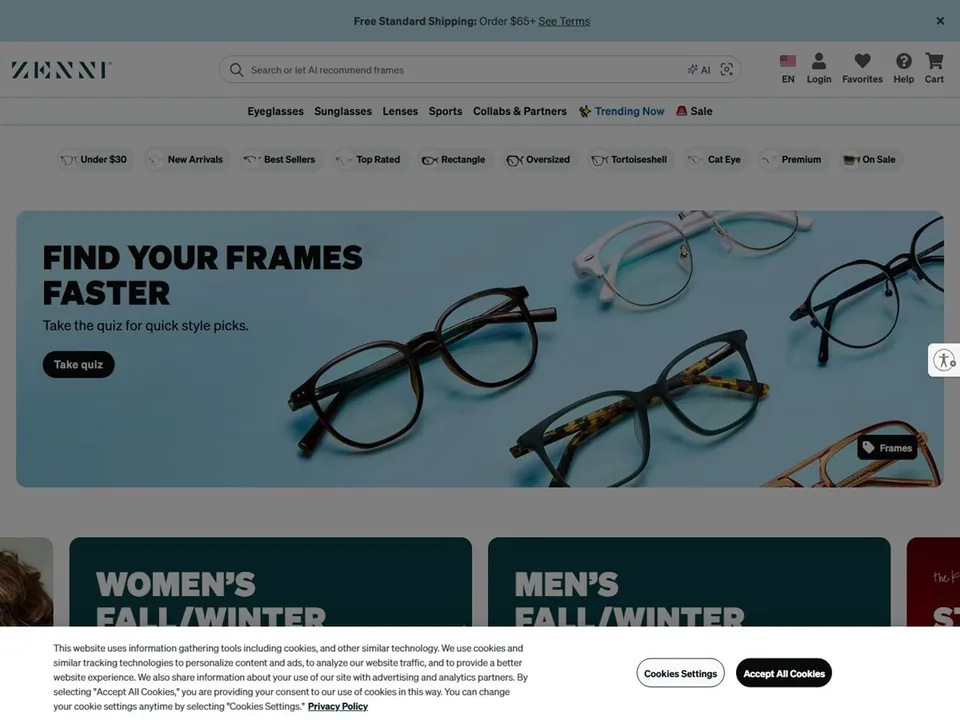 Zenni Optical website